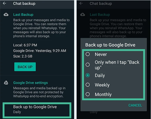 whatsapp backup settings