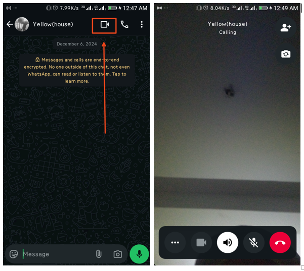 WhatsApp video calls process