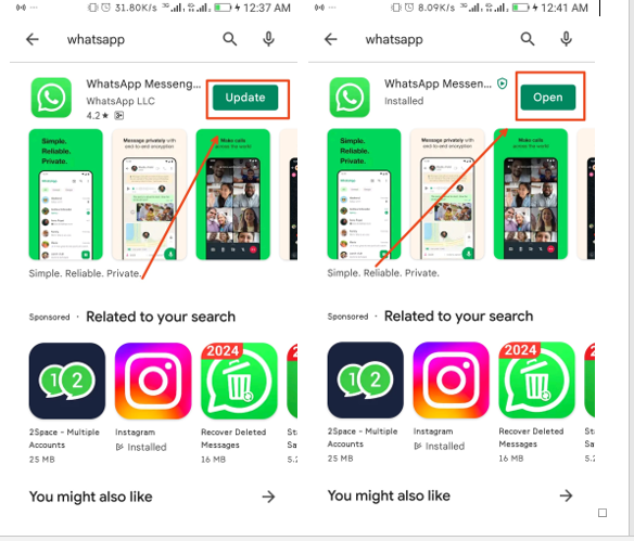 WhatsApp download & Update  process