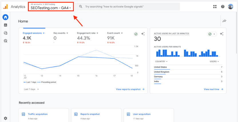 G4  Analytics dashboard for social media marketing agency