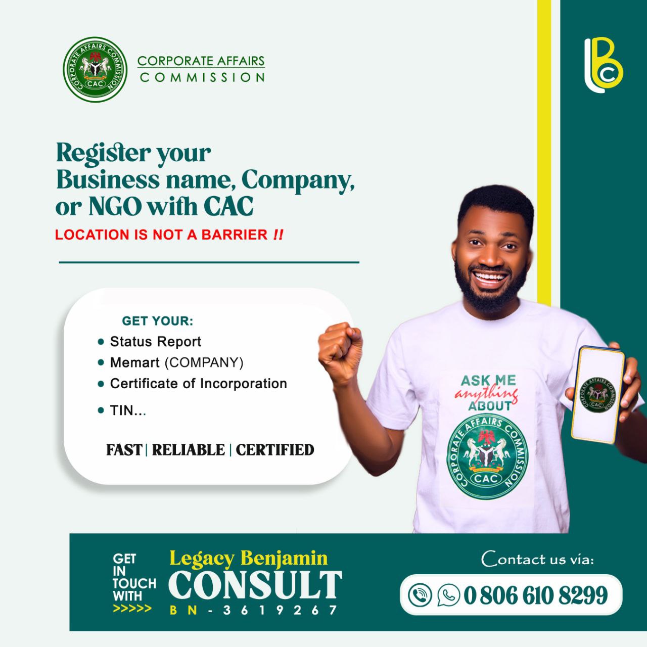 Register your business with Legacy Benjamin Consult